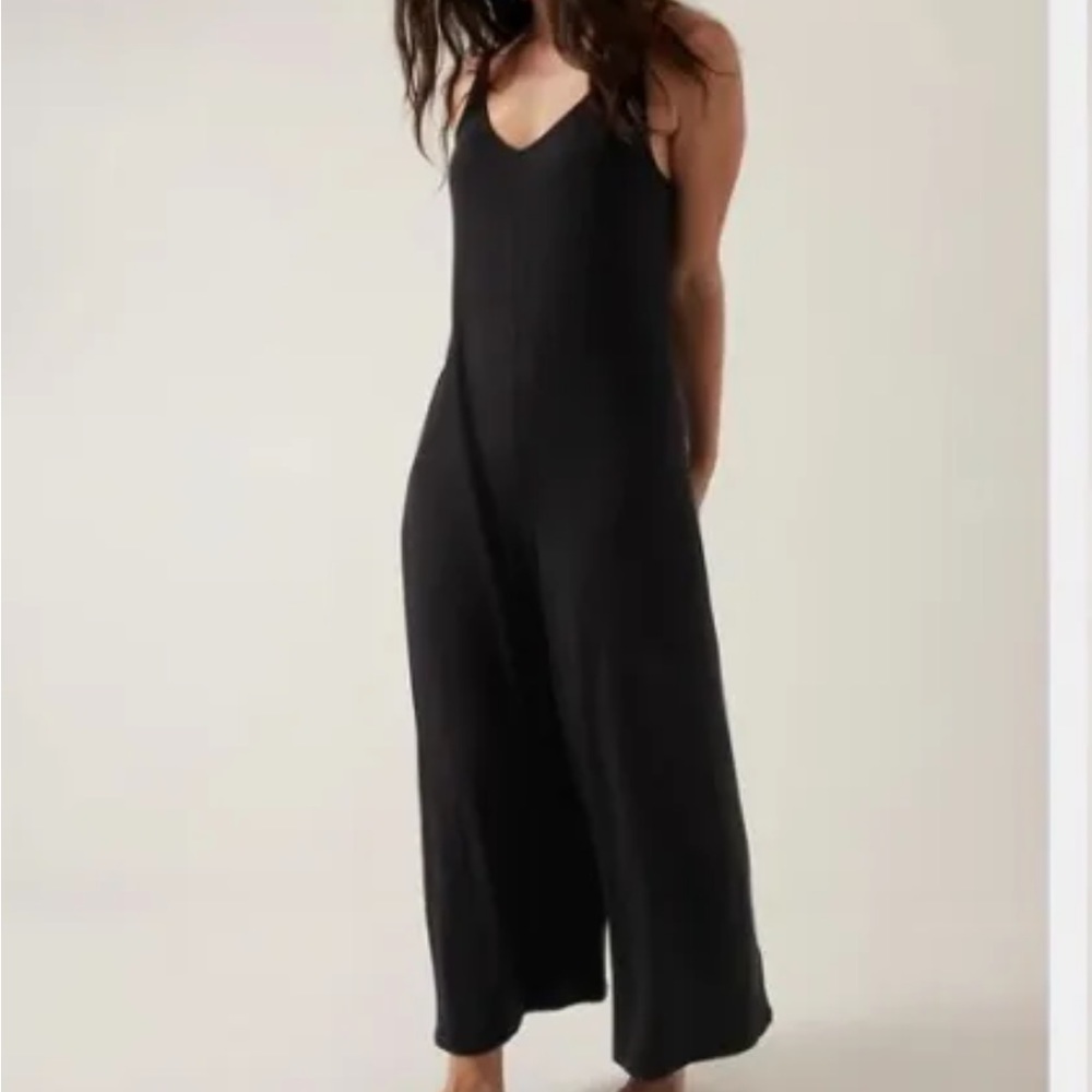 Athleta Black Nighttime Bliss V-Neck Sleep Romper Jumpsuit M
